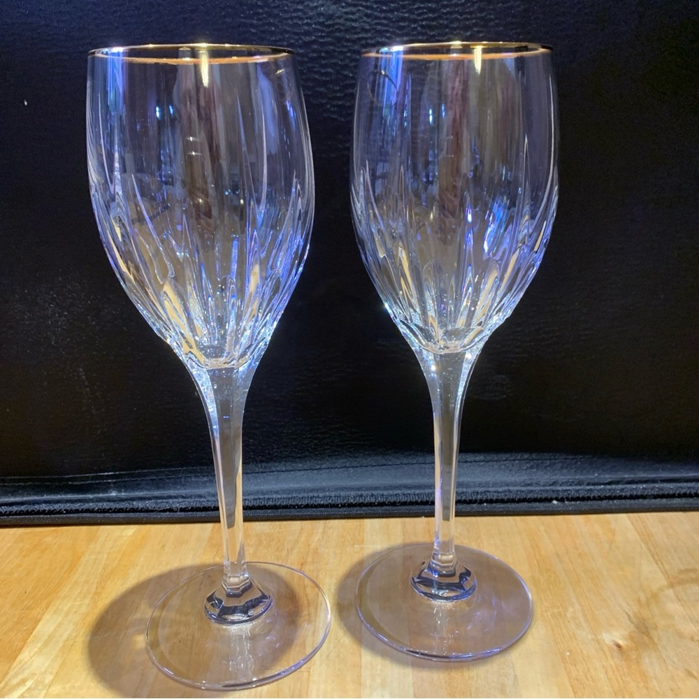 Mikasa Gold-Trimmed Crystal Wine Glasses